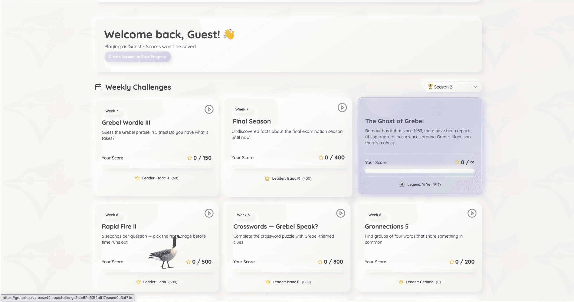GrebelCup trivia and challenges